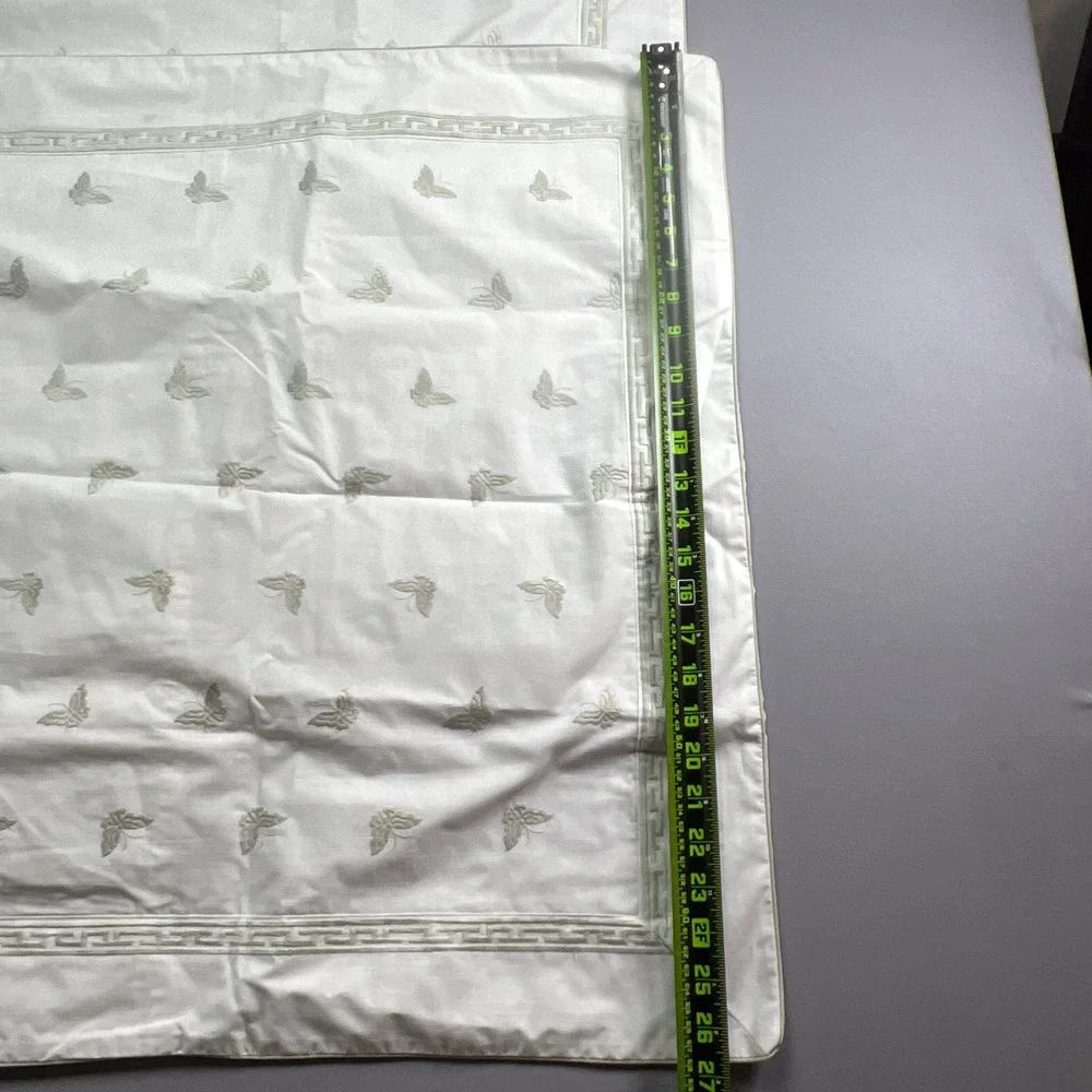 Vintage Carlin Pillow Shams White Green Butterfly Embroidery Bedding (45